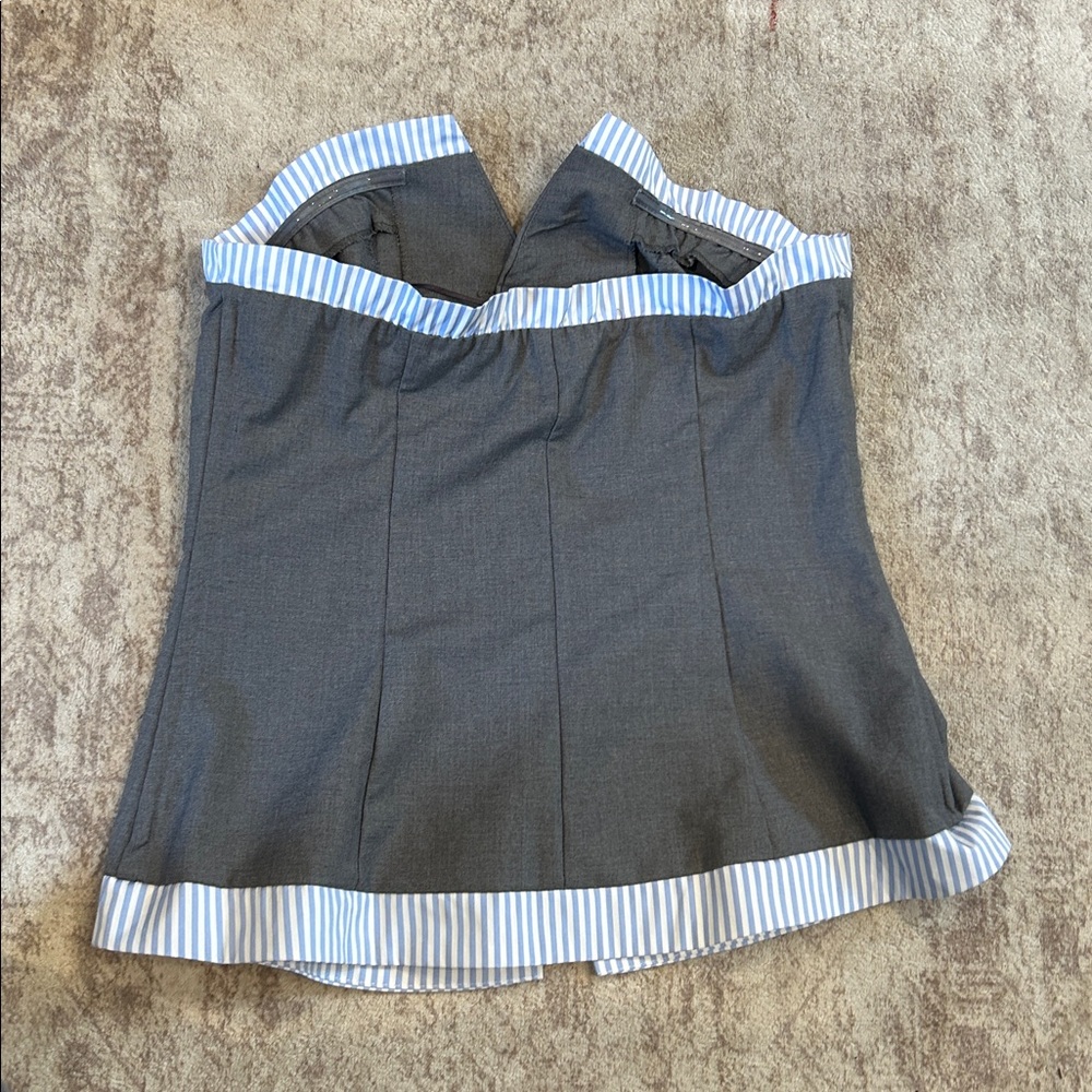 Superdown Imogen Top Gray Strapless Button-Front … - image 5